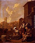 Peasant Family Having Bread And Wine, The Campo Vaccino, Rome, Beyond by Johannes Lingelbach